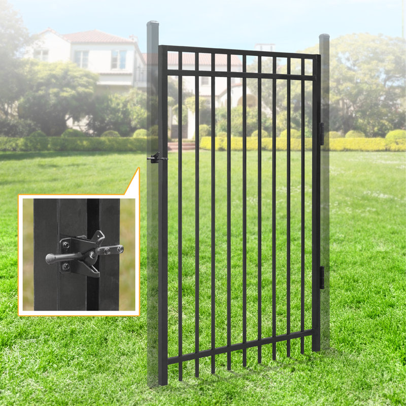 Barrière de clôture à dessus plat très résistant H 6 pi x l 4 pi, barrière de jardin en métal, 5,8 pi X l 3,9 pi W