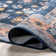 Grishilde Oriental Machine Woven Polyester Area Rug in Blue