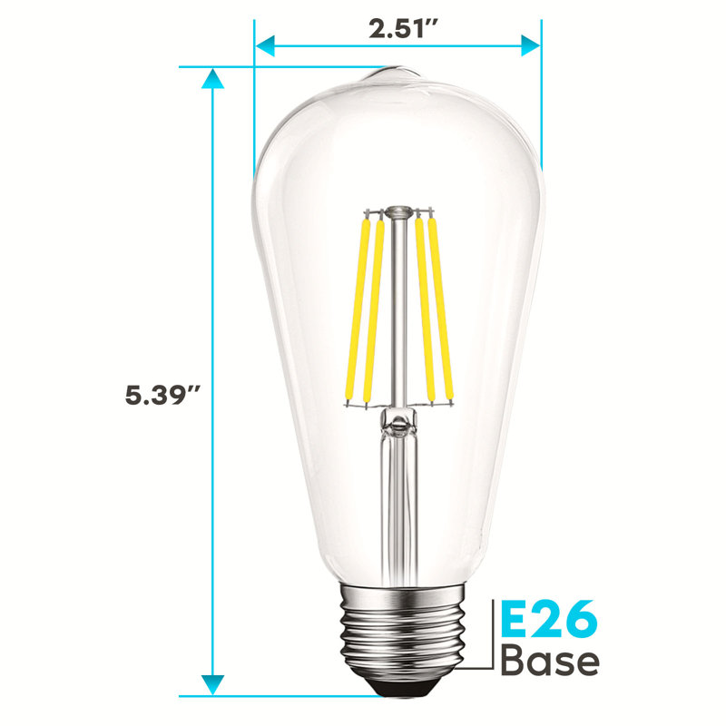 8 W ST19 E26/Medium (Standard) Dimmable LED Bulb, 5000K