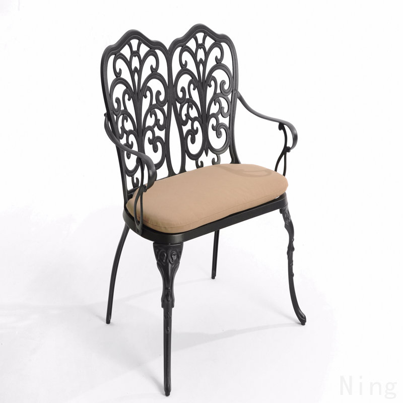 Banc en fonte d'aluminium avec coussin, Noir