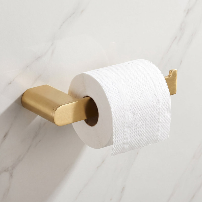Linear Wall Mounted Toilet Paper Holder, Brushed Gold