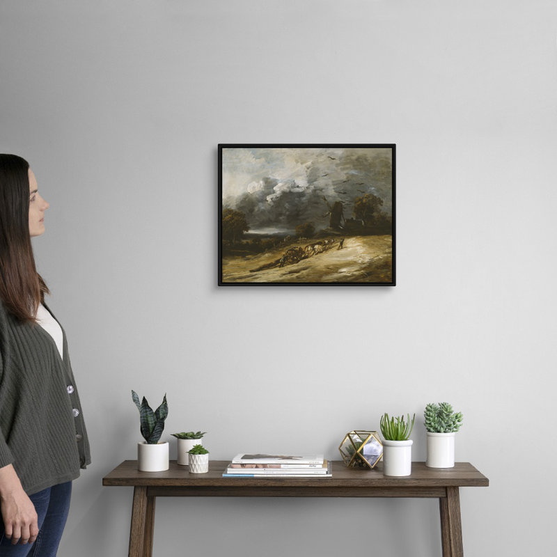 «The Storm, 1814-30» par Georges Michel - reproduction d'art sur toile, H 18 po x l 22 po x P 1,75 po, Cadre noir