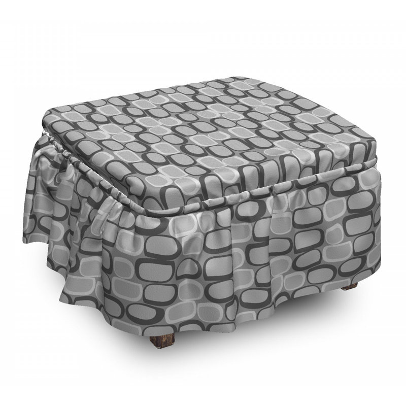 Ensemble de housse pour repose-pieds à coussins carrés 2 pièces abstract stone