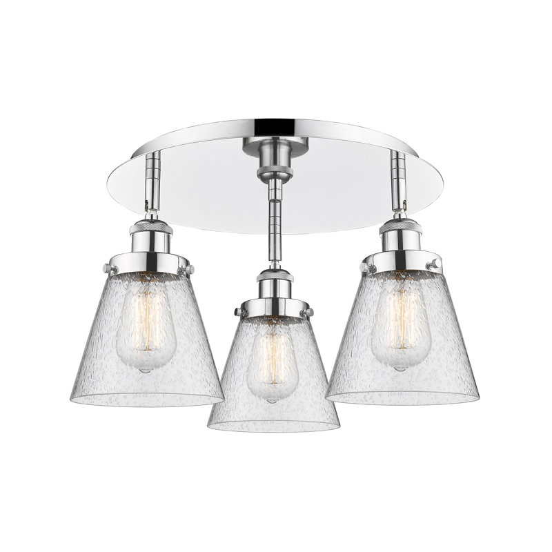 Cone 3 Light Flush Mount, Seedy, Polished Chrome