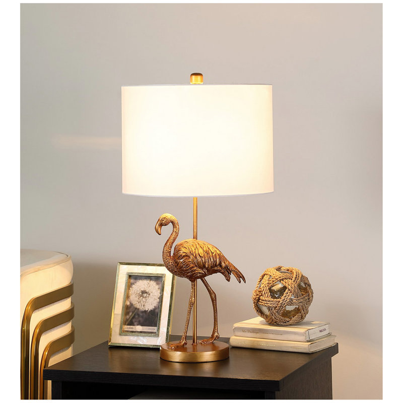 26" Matte Gold Flamingo Resin Table Lamp