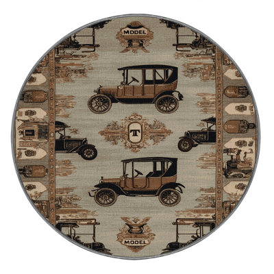 Machine Washable Transportation Gray Area Rug