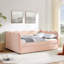 Lit de jour en vichy double avec couchette simple sans sommier, avec port USB et adorable tissu en forme de vague