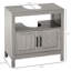 Compact Bathroom Sink Cabinet With 2 Doors And Open Shelf, Grey Under Door Shelf Storage