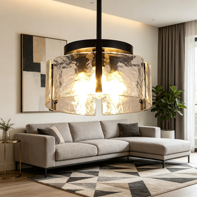 Lustre noir pour luminaire de salle à manger, éclairage de vestibule, luminaires suspendus pour îlot de cuisine, lustre de style campagne moderne ajustable en verre pour entrée, chambre à coucher, salle de bain, salon, 3 lumières