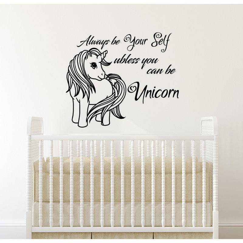 Décalcomanie murale chambre de bébé licorne, Noir