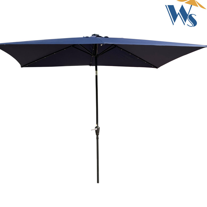 Parasol d'extérieur rectangulaire avec énergie solaire - 10 x 6,5 pi, conduit à l'épreuve de la décoloration, Marine