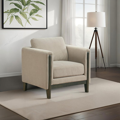 Fauteuil d'appoint tapissier à accoudoirs taupe Fisher