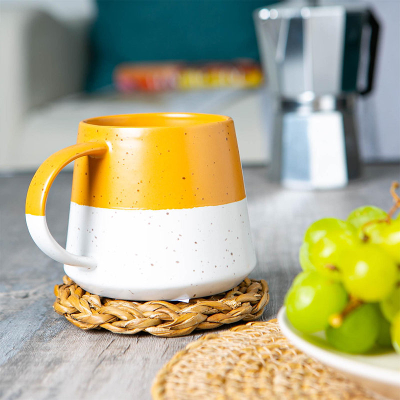 Nicola Spring - Dipped Flecked Stoneware Belly Mugs - 370ml - Multicolour