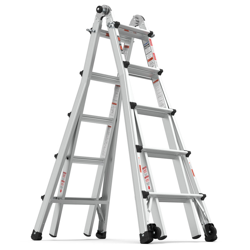 Échelle en aluminium multi-positions avec roues, poids de 300 lb