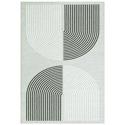 Modern Machine Washable Rug with Rubber Backing Geometric Non-Slip Area Rug for Living Room Bedroom Dining Room Office