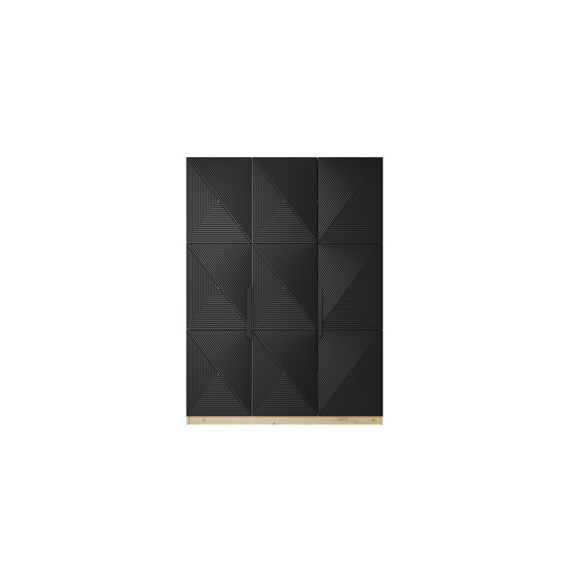 Mykila Wardrobe 150 3d, Artisan Oak/Black 