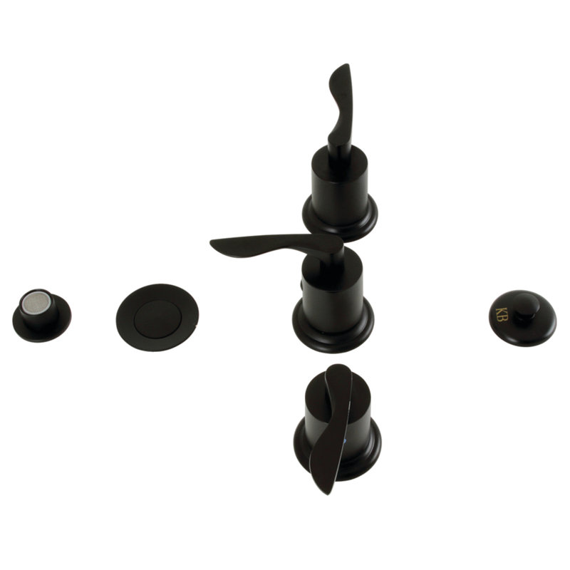 Kingston Brass Serena Three-Handle Vertical Spray Bidet Faucet with Brass Pop-Up, Matte Black