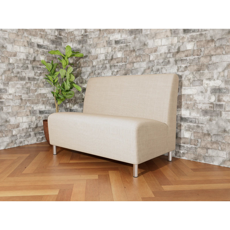 Causeuse sans accoudoirs Ravenna, Acier brossé, Chambray calcaire