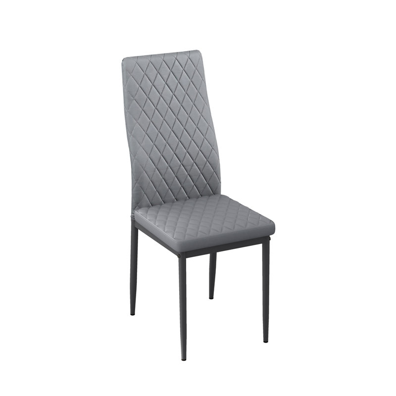 Chaise d'appoint en cuir, Gris clair, Noir