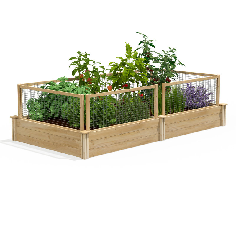 4 Ft. X 8 Ft. Original Cedar Raised Garden Bed With Critterguard Fence System, 10.5" H x 96" W x 48" D