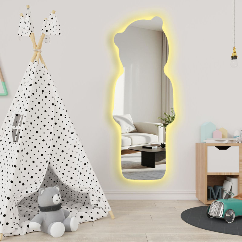 Miroir moderne à DEL avec éclairage, 20,5 po x 53,1 po | Verre épais de 4 mm, envers en EVA noir (0,8 po) | Interrupteur marche / arrêt, alimenté par pile (9 V, pile non incluse) | Élégant et fonctionnel pour la décoration intérieure