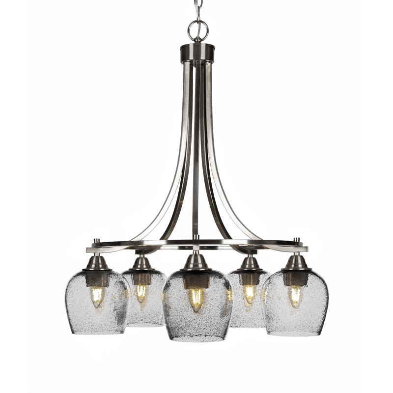 Lustre 5 lumières Achen, Nickel brossé, Fumée