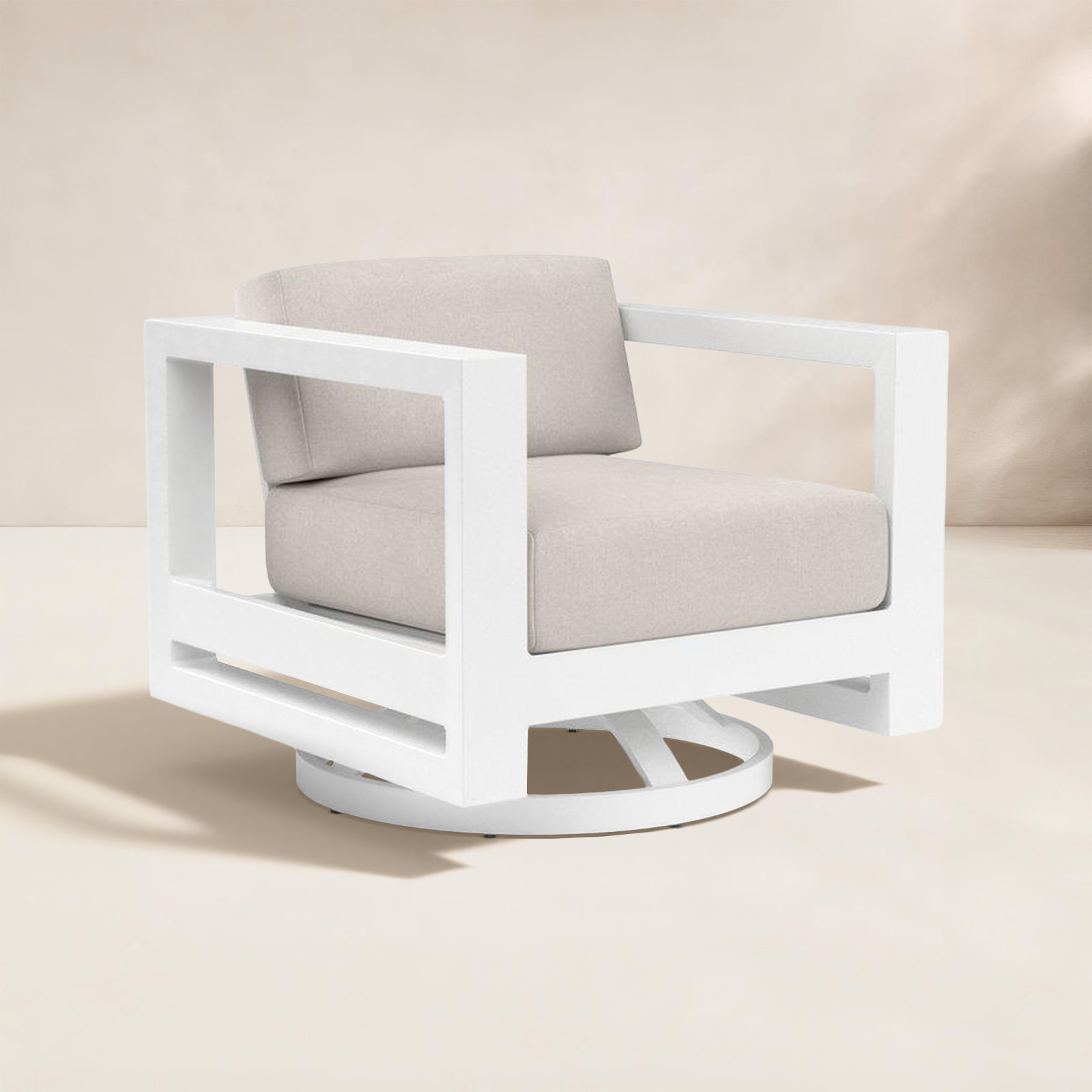 Camela Sunbrella® Swivel Patio Lounge Chair, Canvas Natural Sunbrella® Canvas