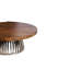 Table basse ronde en bois massif et en métal, un design distinctif, 43 pouces de profondeur, 2 hauteurs, couleur naturelle