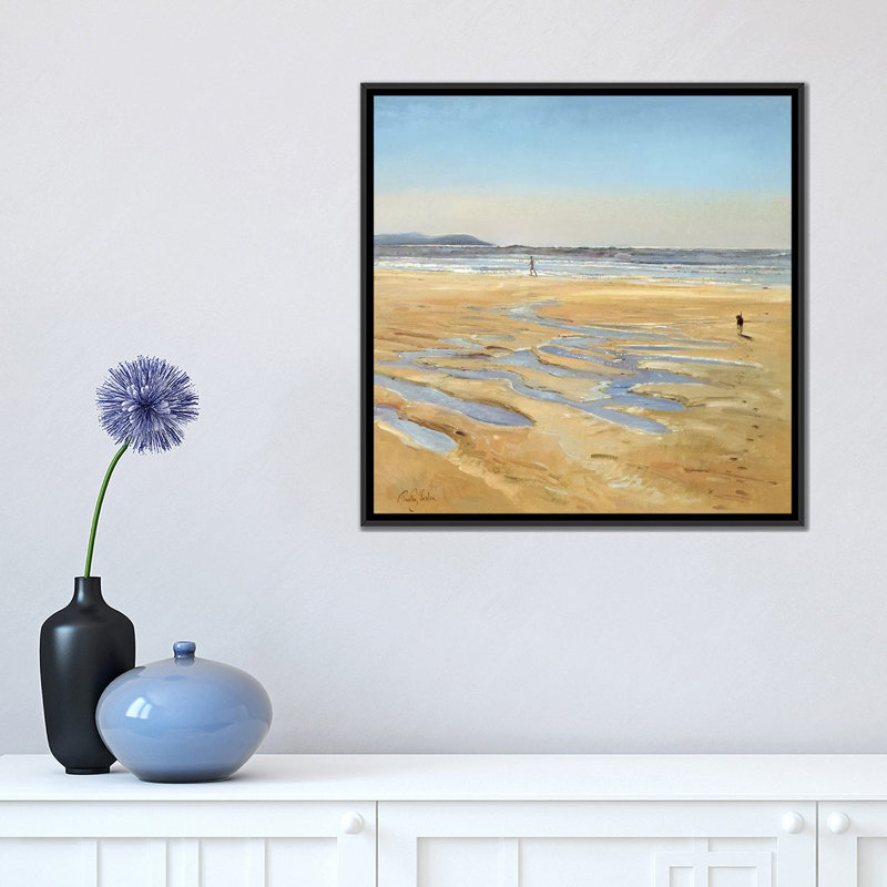« beach poussettes », impression sur toile, H 18 po x l 18 po x P 1,5 po, Toile avec cadre noir, Pas de tapis
