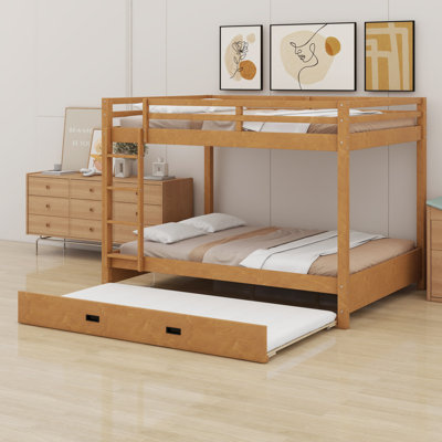 Wood Bunk Bed With Ladder And Trundle