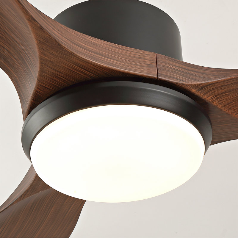 Hot Sales 52 Inch Modern Black Ceiling Fan With Light 3 Abs  Blades Remote Control Reversible Dc Motor With Dimmable Led