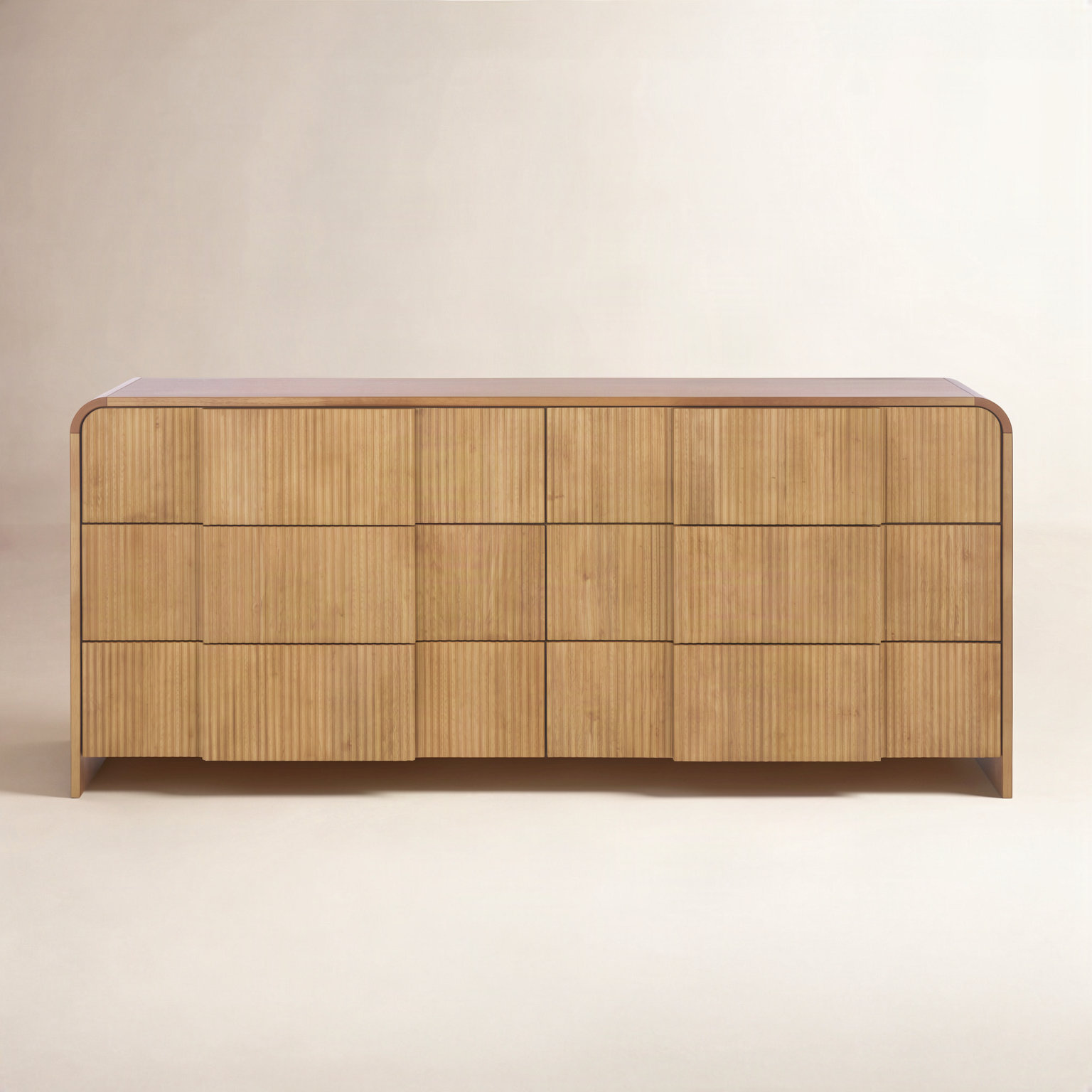 65" Reeded Double Dresser, Natural