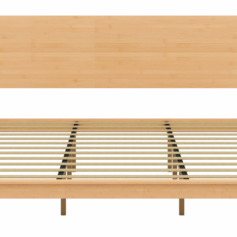 Lit plateforme en bois avec support à lattes, Très grand lit, Naturel