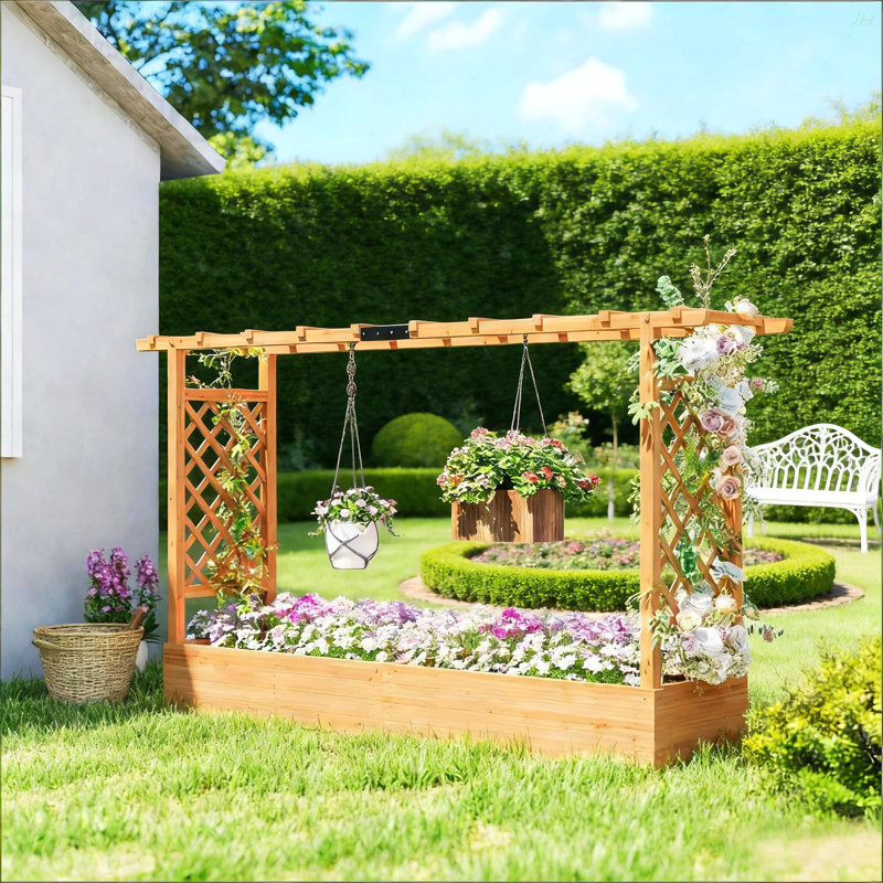 Boîte à fleurs en bois, jardinière en treillis, lit de jardin surélevé