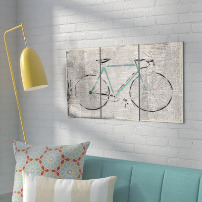 Ensemble de 3 plaques murales « bicycle on journal »