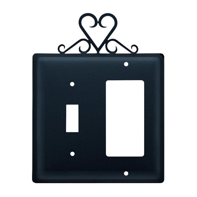 Heart 2-Gang Toggle Light Switch / Rocker Combination Wall Plate
