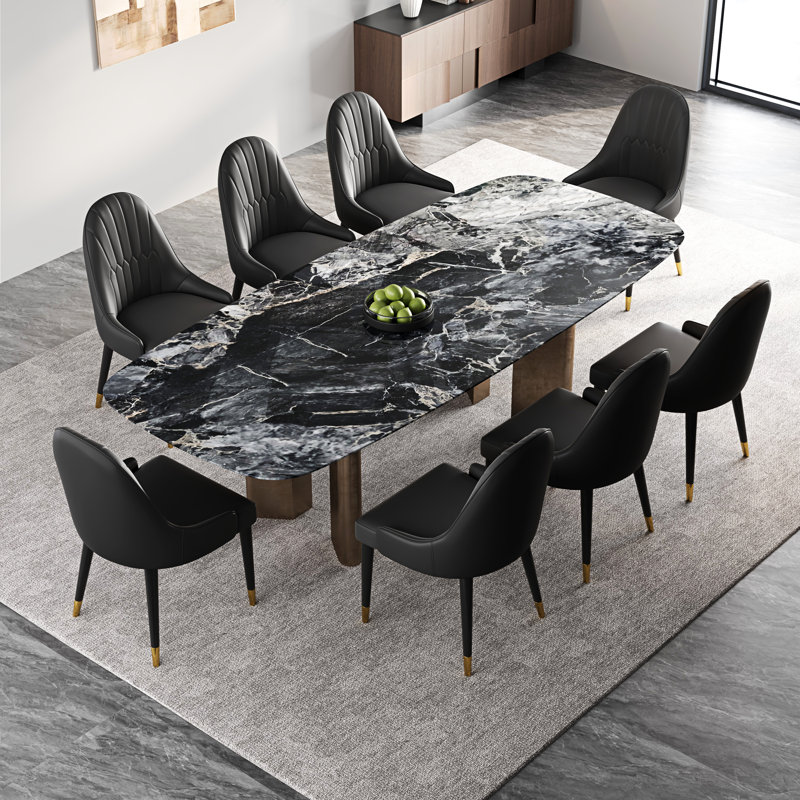 Chaise d'appoint rembourrée en similicuir Frania, Noir, 8