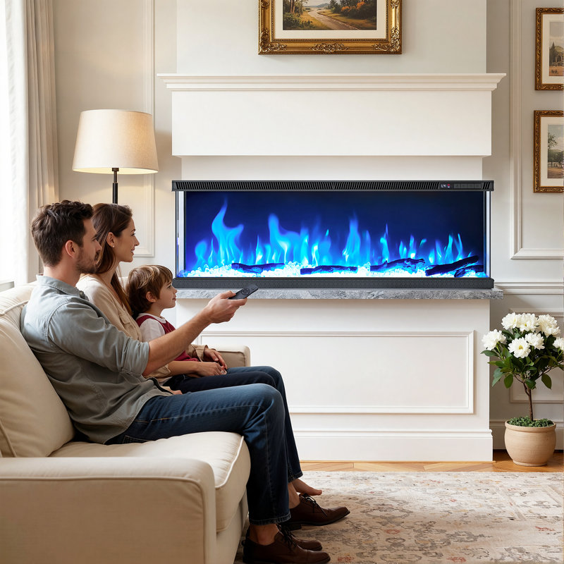 Metro Lane 127cm W Black Electric Fireplace with 1800 BTU