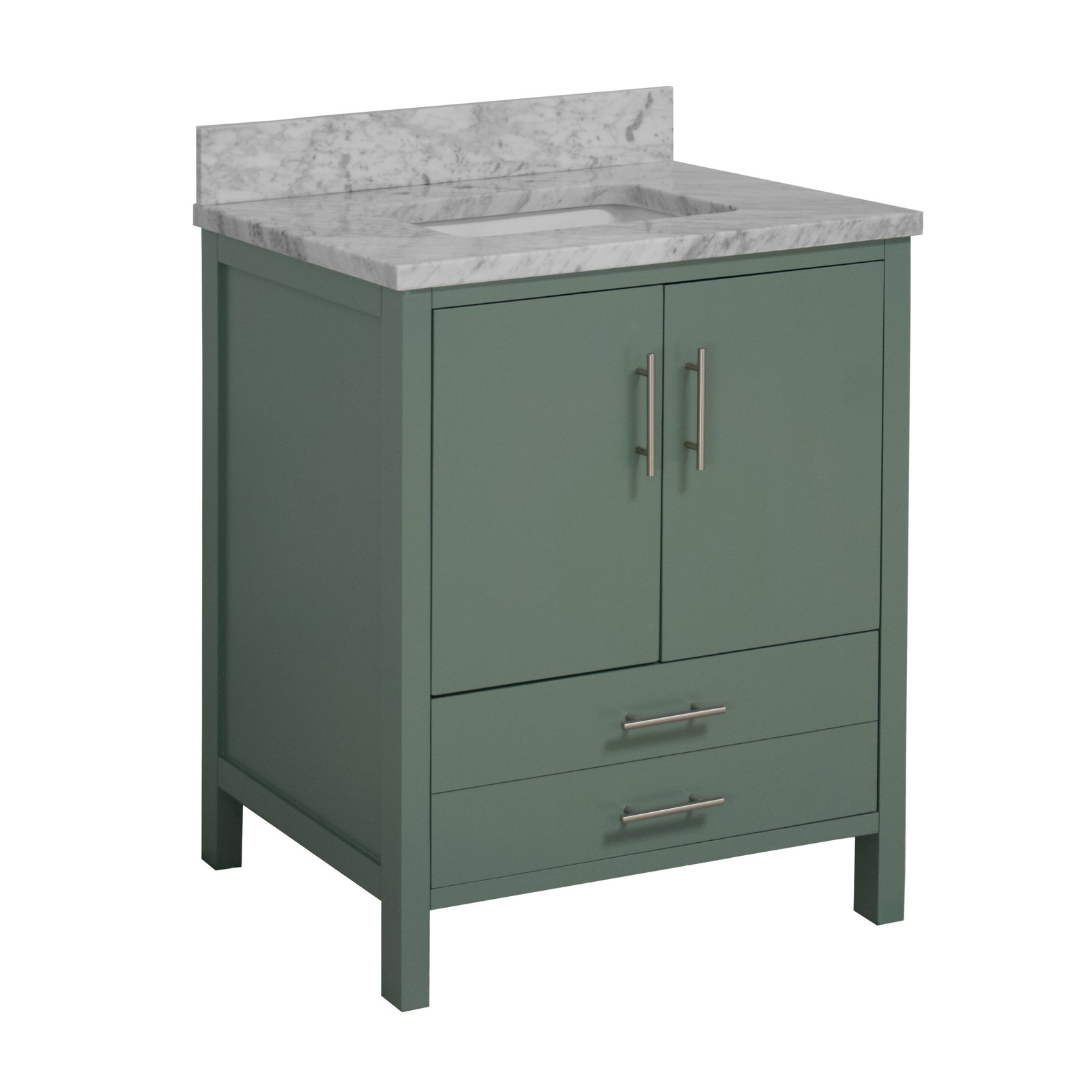 Kiara 30'' Single Bathroom Vanity, Sage Green, Carrara Marble