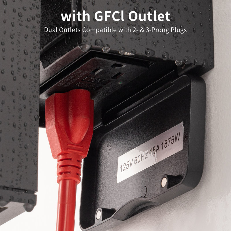 Modern 12" Aluminum Wall Light with GFCI Outlet & Tempered Glass(2 Lights,Matte Black)