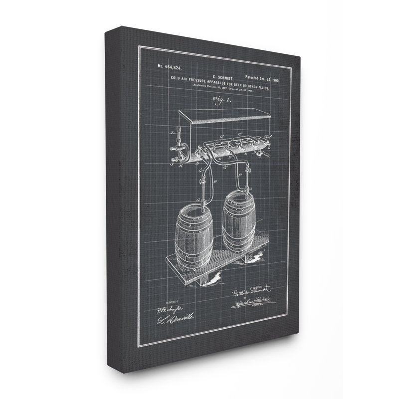 « rétro infusioning process blueprint », impression, H 30 po x l 24 po, Toile