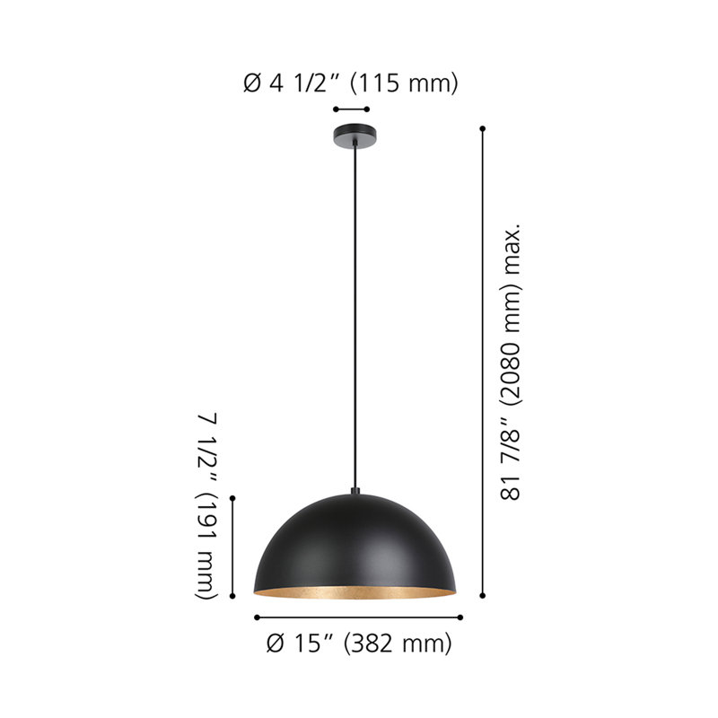 Luminaire suspendu en dome à 1 lumière
