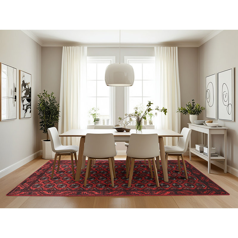 Tapis de style oriental rouge, Rectangle 7 pi x 10 pi