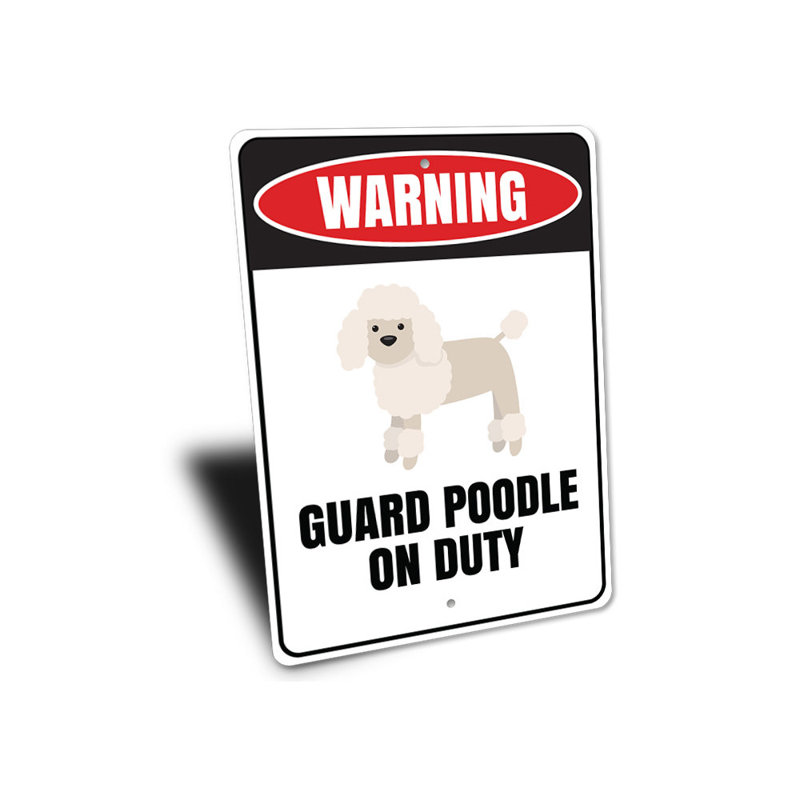 Panneau de garde caniche en aluminium, H 14 po x l 10 po x P 0,04 po