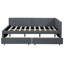 Lit de jour double en tissu de lin et 2 compartiments de rangement, gris. Structure de lit sans sommier tapissier pour un espace de sommeil confortable Revêtement gris. Robuste votre confort-965909923