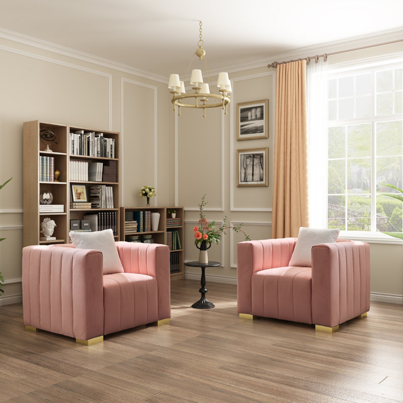 Fauteuil d'appoint 35,4 po, Rose, Doré