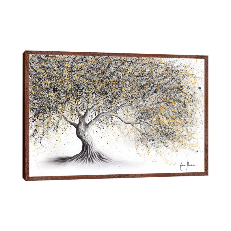 Golden Onyx Tree by Ashvin Harrison - Print on Canvas, Classic Brown Wood Framed, 101.6 cm H x 66.04 cm W