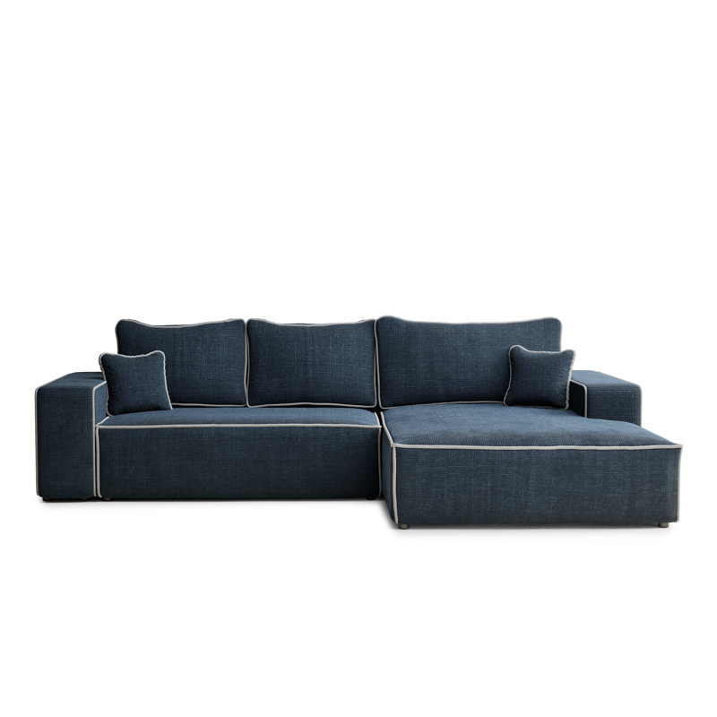5 Seater Reclining Corner Sofa , Right Hand Facing, Navy/Grey PolyesterChenille