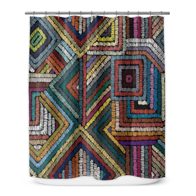 Geometric Shower Curtain, 90" H x 70" W