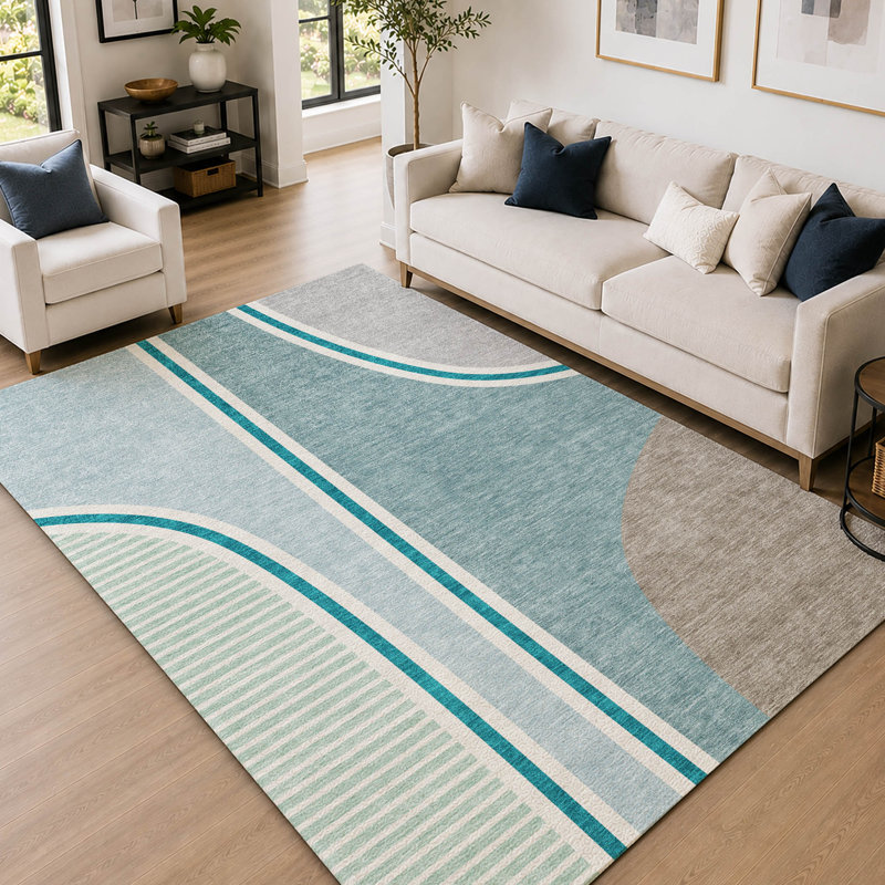 Tapis de qualité supérieure Prisco, Teal, 3' x 5'